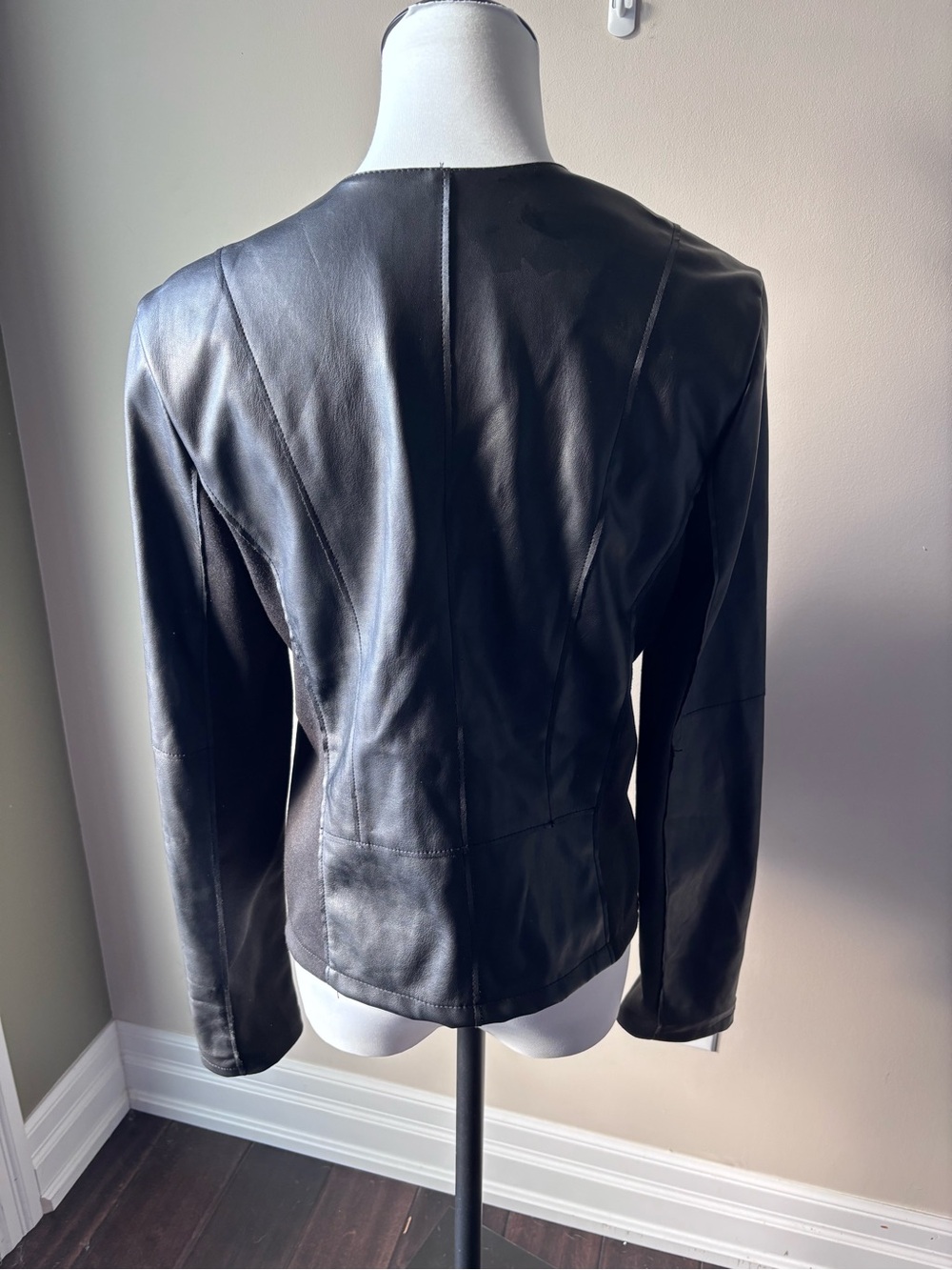 Dynamite Black Faux Leather Open-Front Jacket - Picture 2 of 6